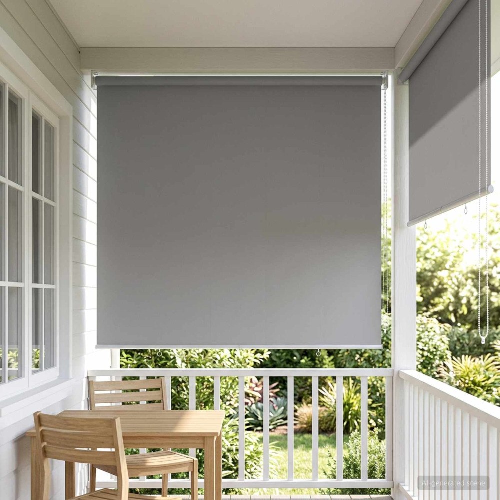 vidaXL Utomhus Rullgardin UV-skydd Ljusgrå 140 x 140 cm