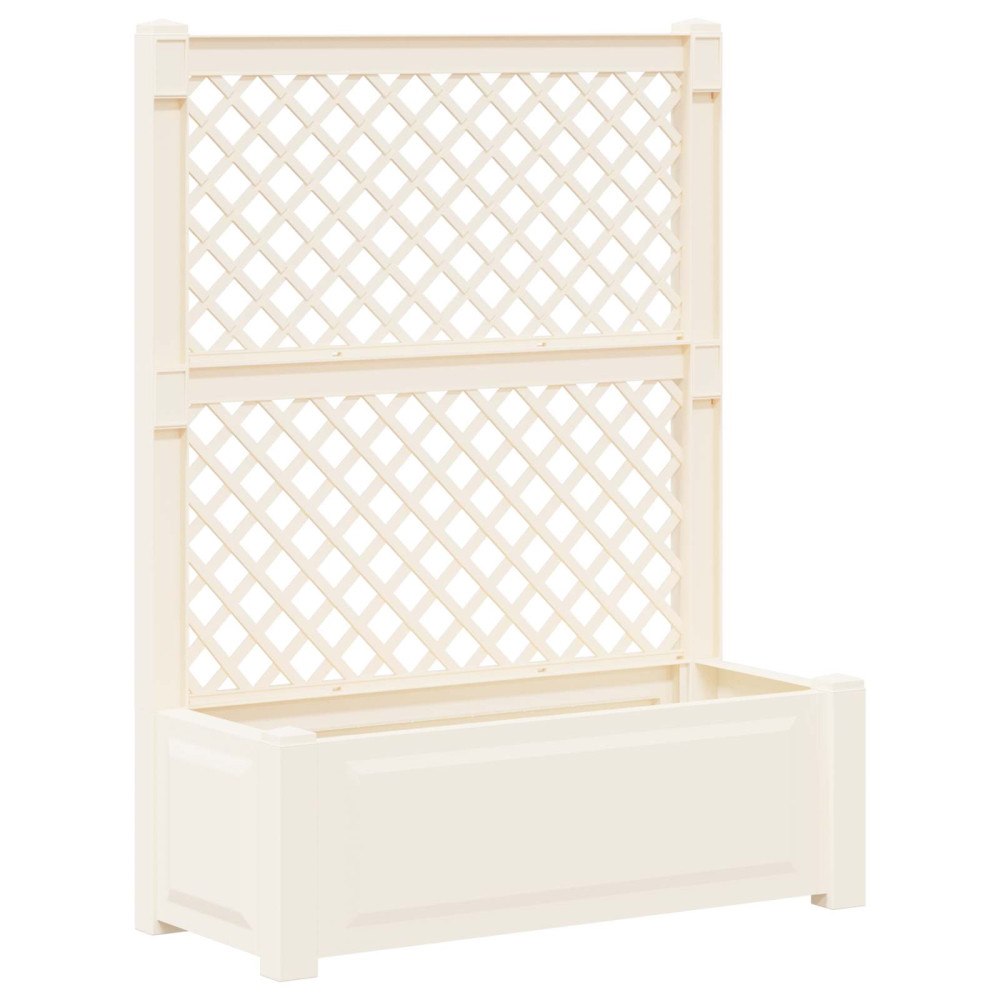 vidaXL Stort planter med spaljé Vit 99,5 x 43 x 133,5 cm PP