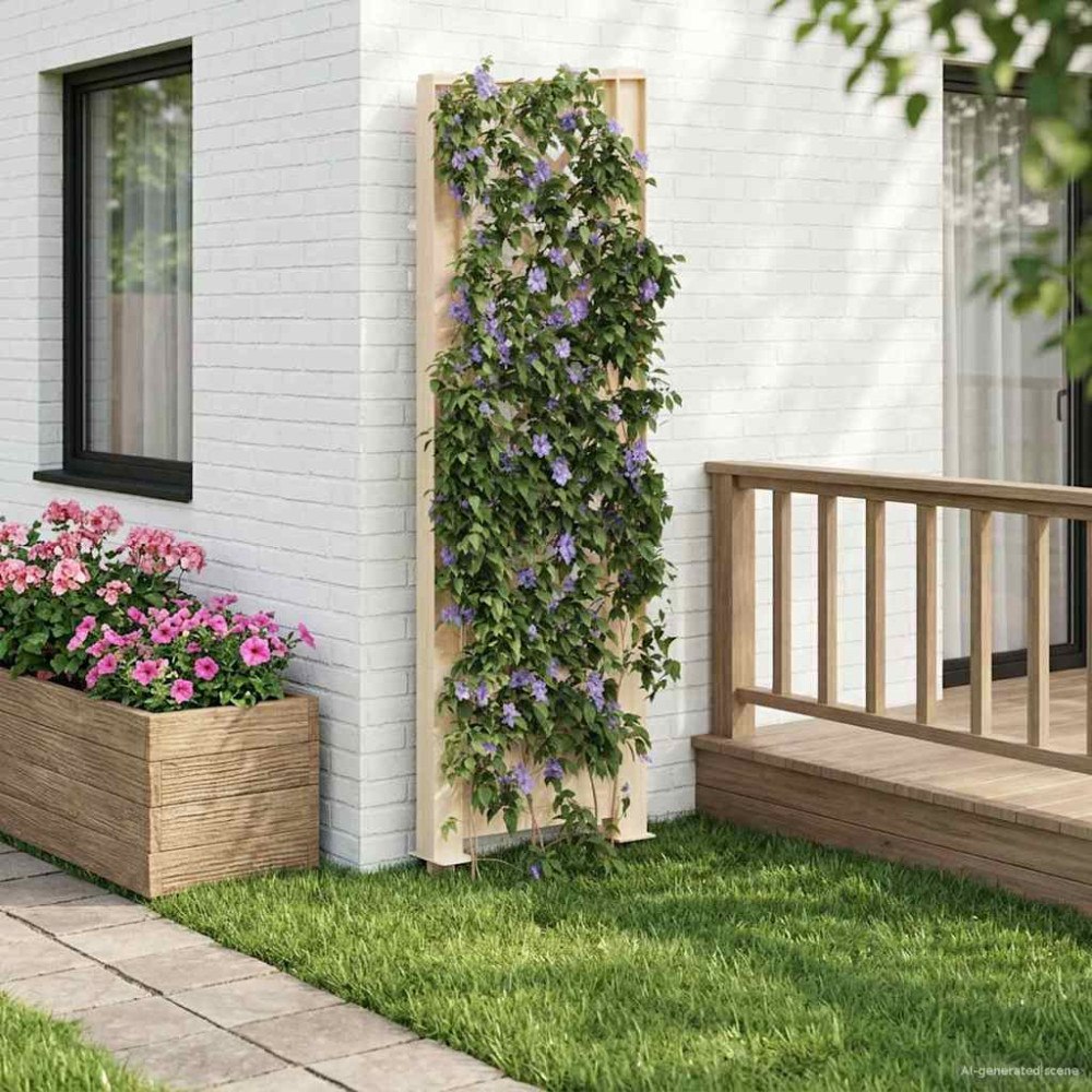 vidaXL Trellis med spik Vit 43 x 6 x 165 cm PP