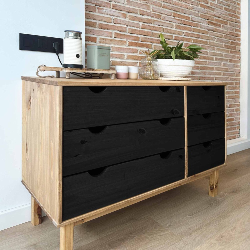 vidaXL Lådans skåp med låda OTTA Svart 111 x 43 x 73,5 cm Massiv furu