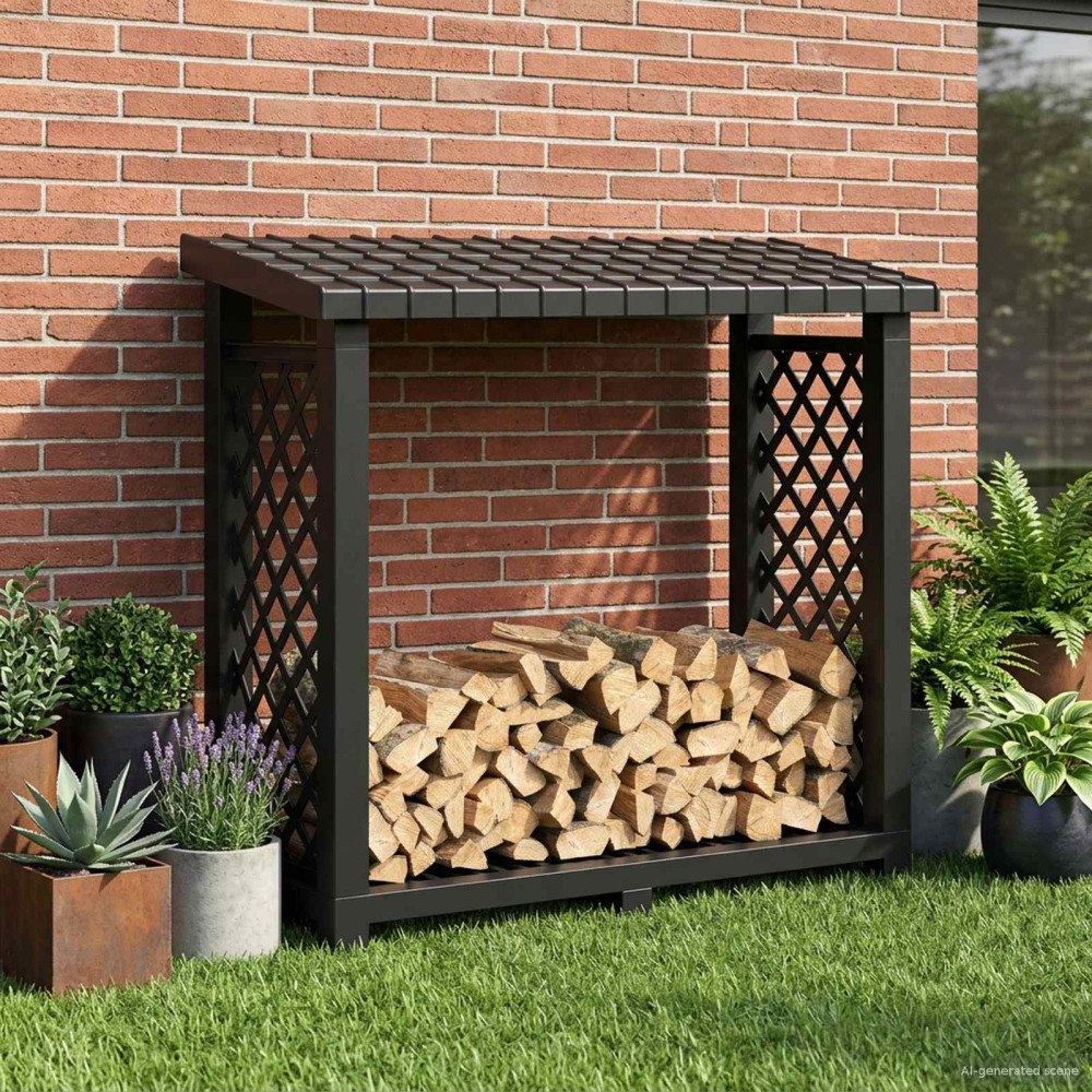 vidaXL Eldstäder Rack Antracit 114 x 46 x 101 cm PP