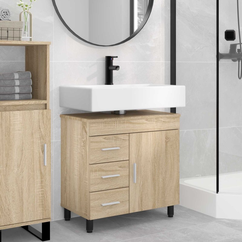 vidaXL Badrums vaskenhet Sonoma-ek 60 x 35 x 60 cm Konstruerat trä