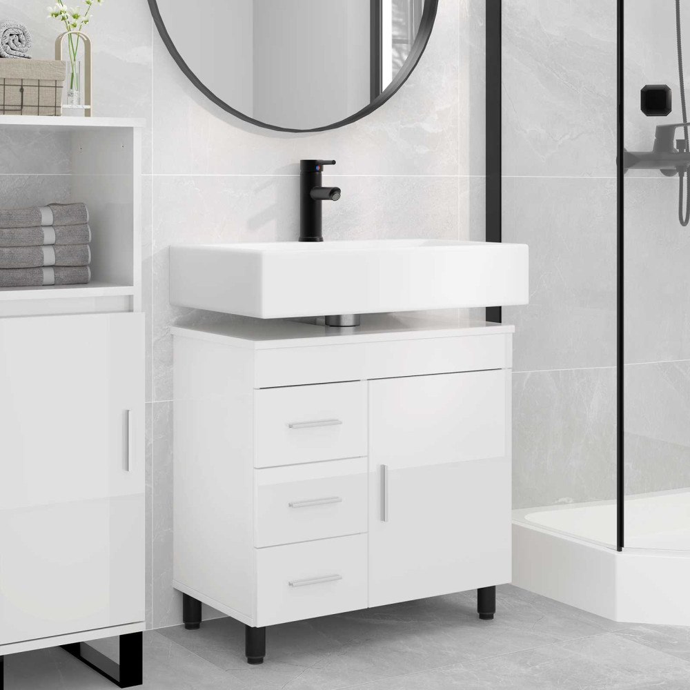 vidaXL Badrums vaskenhet Vit högglans 60 x 35 x 60 cm Konstruerat trä