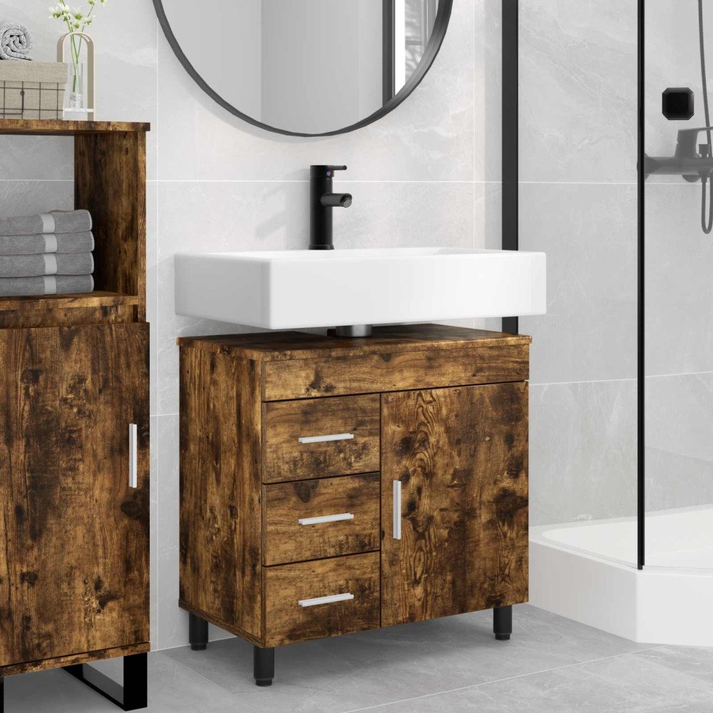 vidaXL Badrums vaskenhet Rökt ek 60 x 35 x 60 cm Konstruerat trä