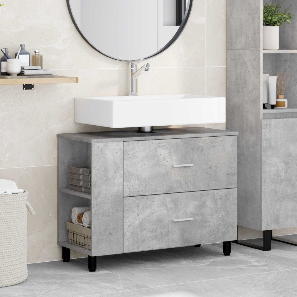 vidaXL Badrums vaskenhet Betonggrå 80 x 35 x 60 cm Konstruerat trä