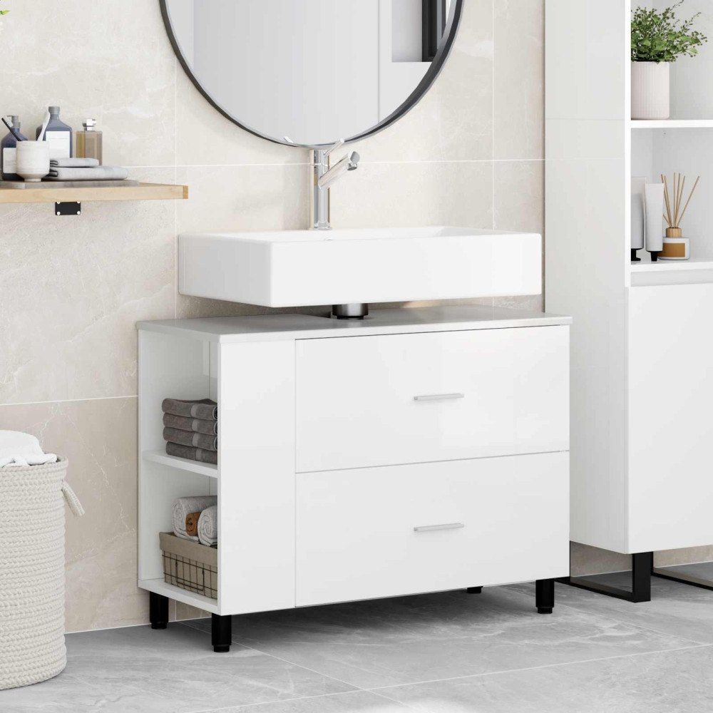 vidaXL Badrums vaskenhet Vit högglans 80 x 35 x 60 cm Konstruerat trä