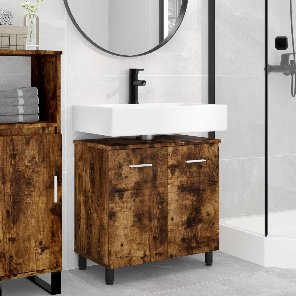 vidaXL Badrums vaskenhet Rökt ek 60 x 35 x 60 cm Konstruerat trä