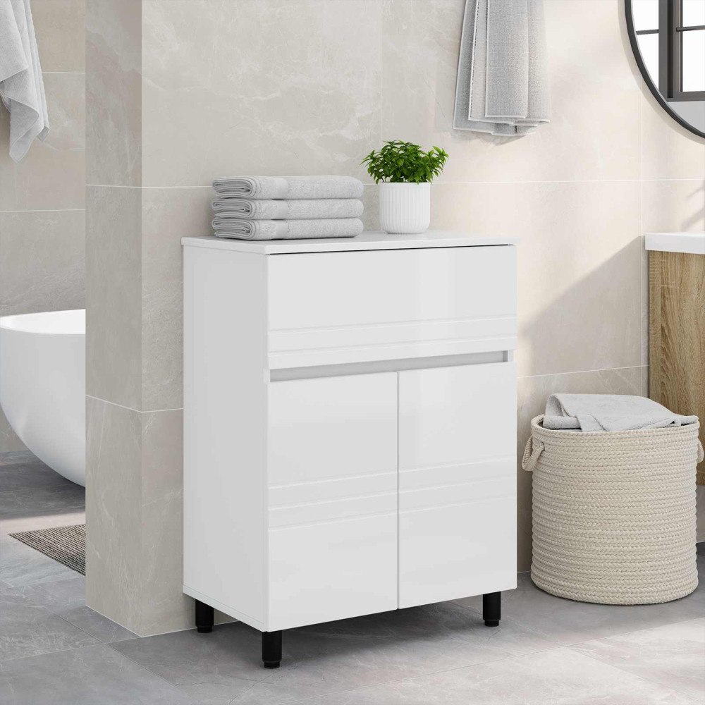 vidaXL Badrums vaskenhet Vit högglans 60 x 35 x 80 cm Konstruerat trä