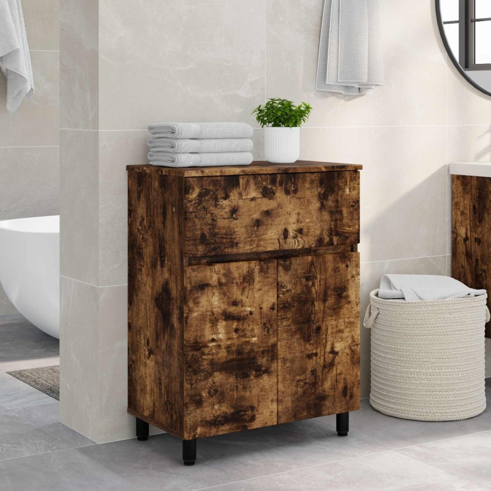 vidaXL Badrums vaskenhet Rökt ek 60 x 35 x 80 cm Konstruerat trä