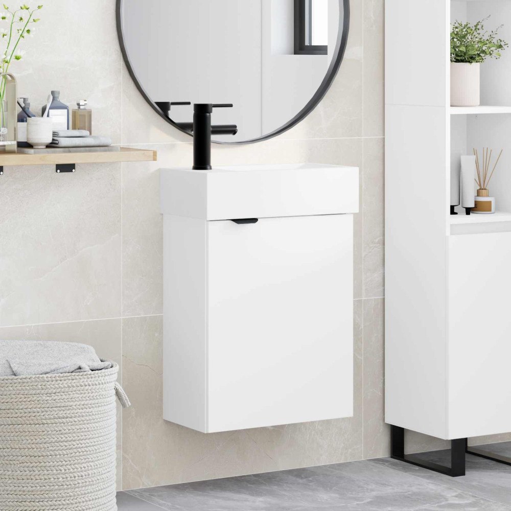 vidaXL Badrumsspegel med kran Vit 45,5 x 22,5 x 84 cm