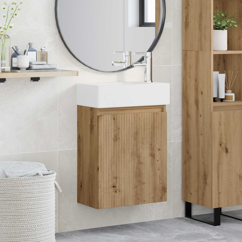 vidaXL Badrumsspegel med kran Artisan-ek 45,5 x 22,5 x 84 cm