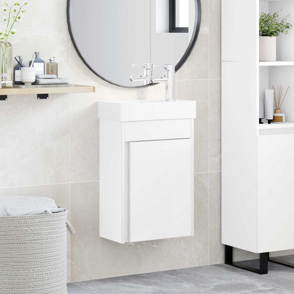 vidaXL Badrumsspegel med kran Vit 40,5 x 22,5 x 62 cm