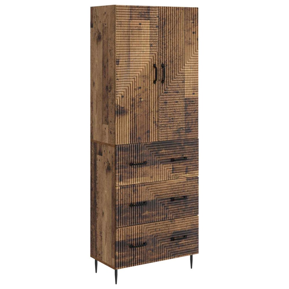 vidaXL Skåpset 2 pcs Gammalt trä 66 x 34,5 x 90 cm Konstruerat trä
