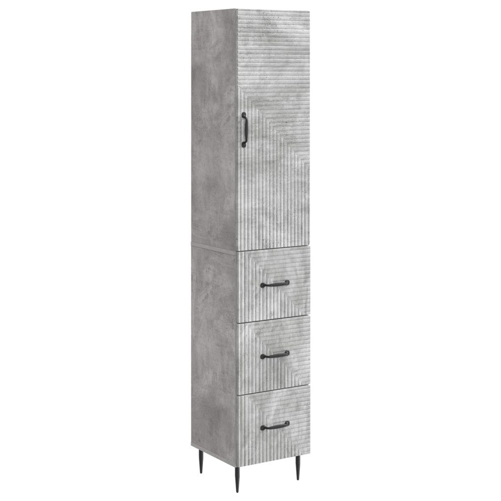vidaXL Skåpset 2 pcs Betonggrå 33 x 34,5 x 90 cm Konstruerat trä
