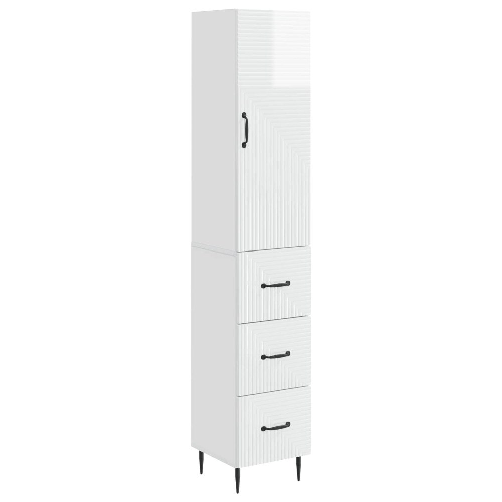 vidaXL Skåpset 2 pcs Vit högglans 33 x 34,5 x 90 cm Konstruerat trä