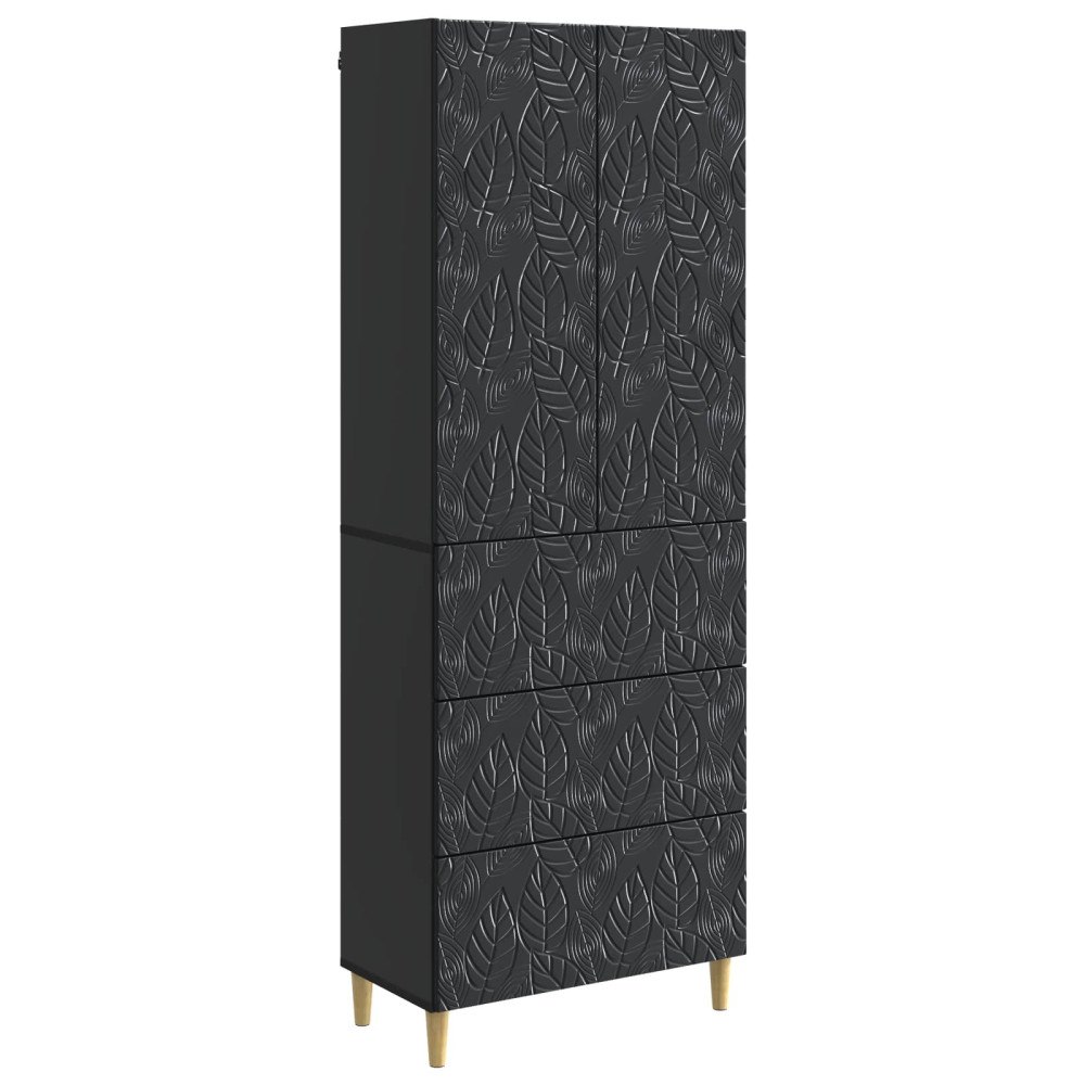 vidaXL Skåpset 2 pcs Svart 66 x 34,5 x 90 cm Konstruerat trä