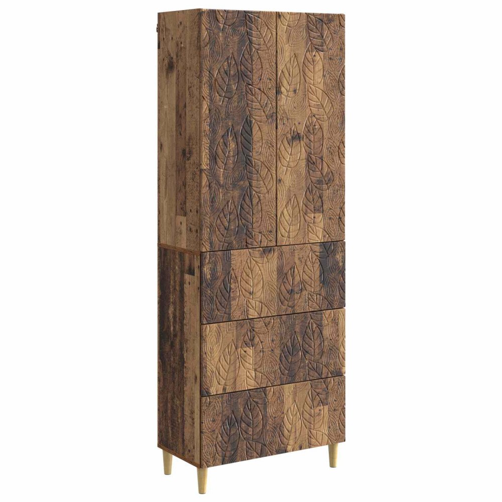 vidaXL Skåpset 2 pcs Gammalt trä 66 x 34,5 x 90 cm Konstruerat trä