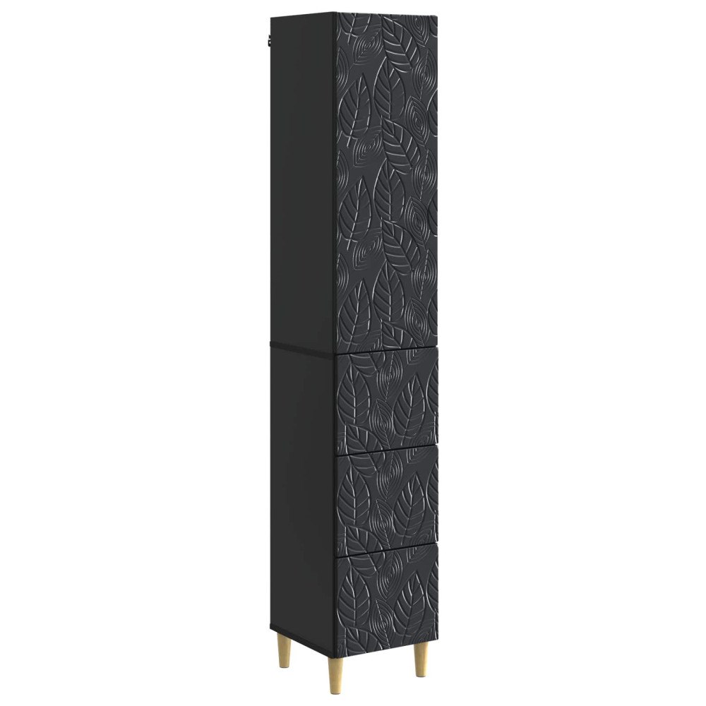 vidaXL Skåpset 2 pcs Svart 33 x 34,5 x 90 cm Konstruerat trä