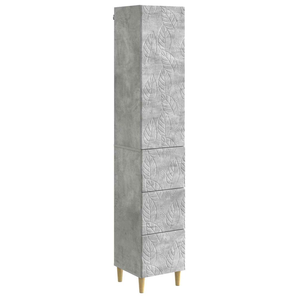vidaXL Skåpset 2 pcs Betonggrå 33 x 34,5 x 90 cm Konstruerat trä