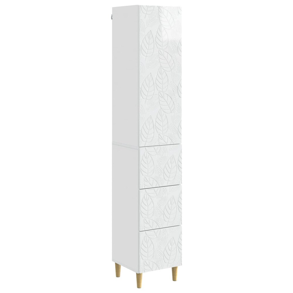 vidaXL Skåpset 2 pcs Vit högglans 33 x 34,5 x 90 cm Konstruerat trä