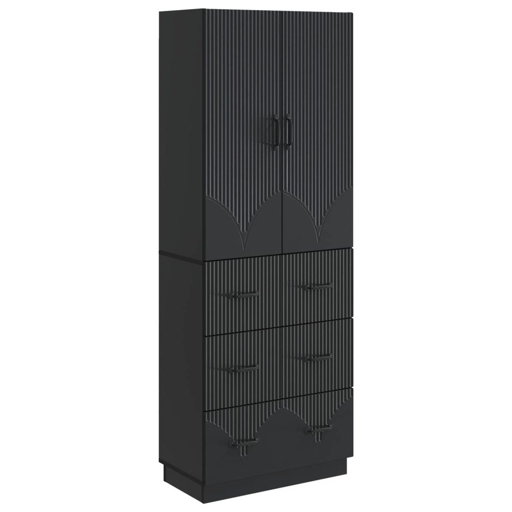 vidaXL Skåpset 2 pcs Svart 66 x 34,5 x 87 cm Konstruerat trä
