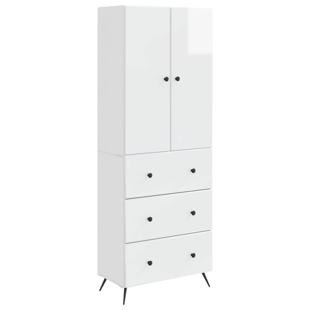 vidaXL Skåpset 2 pcs Vit högglans 66 x 34,5 x 90 cm Konstruerat trä