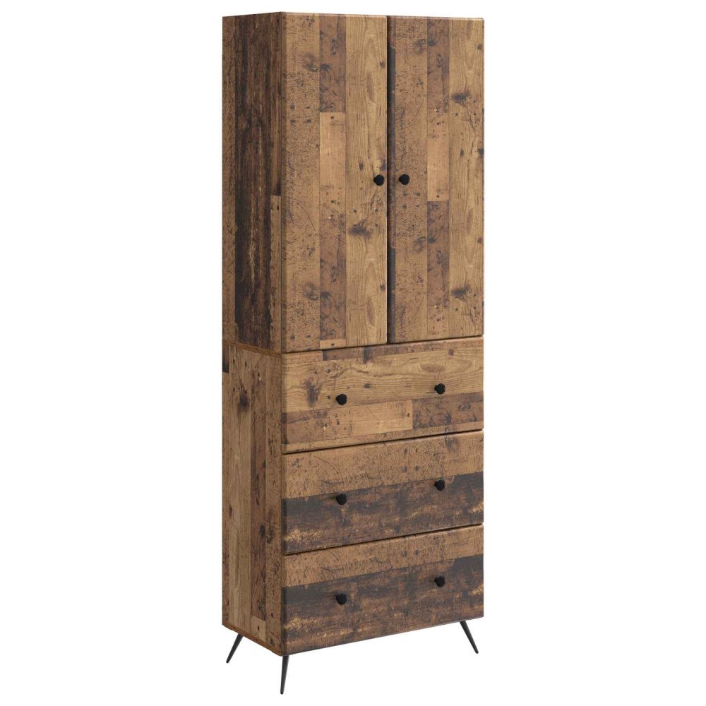 vidaXL Skåpset 2 pcs Gammalt trä 66 x 34,5 x 90 cm Konstruerat trä