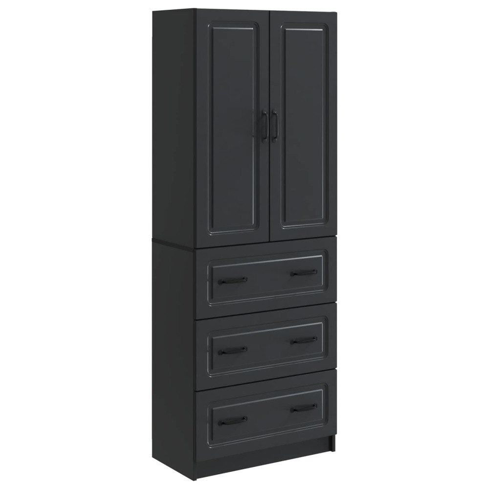 vidaXL Skåpset 2 pcs Svart 66 x 34,5 x 87 cm Konstruerat trä