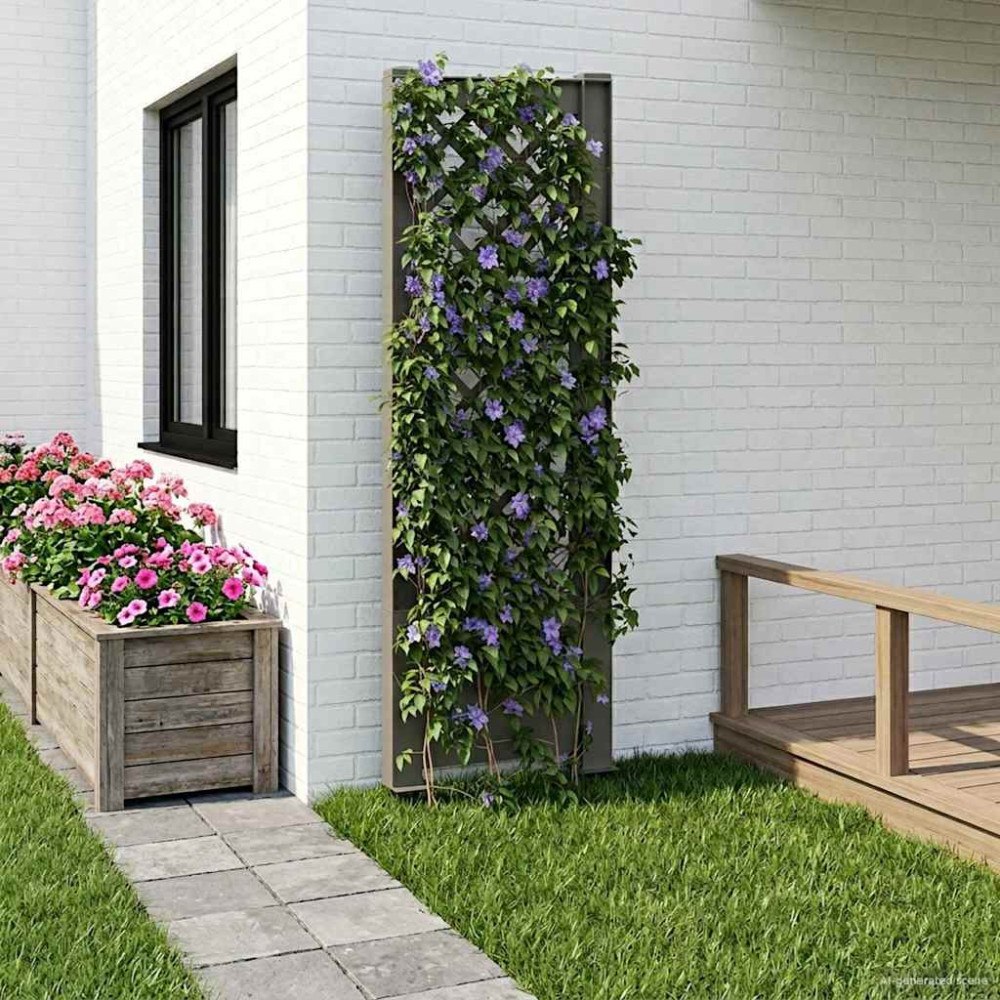 vidaXL Trellis med spik Grå 43 x 6 x 165 cm PP