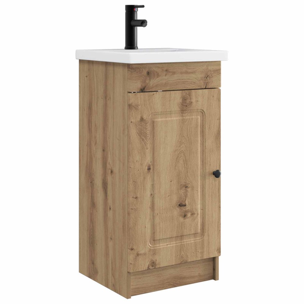 vidaXL Badrumsspegel med handfat Artisan-ek 42 x 40 x 84,5 cm