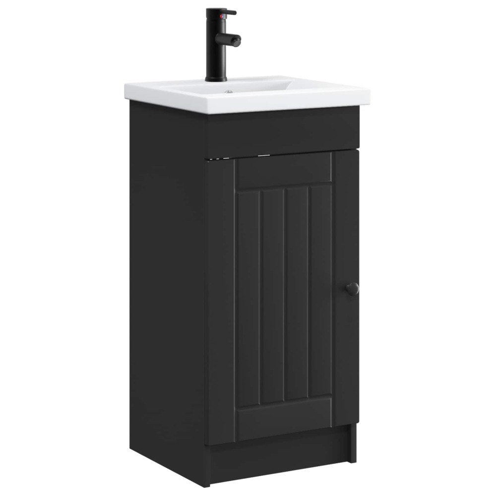 vidaXL Badrumsspegel med handfat Svart 42 x 40 x 84,5 cm