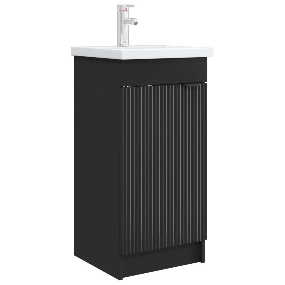 vidaXL Badrumsspegel med handfat Svart 42 x 40 x 84,5 cm