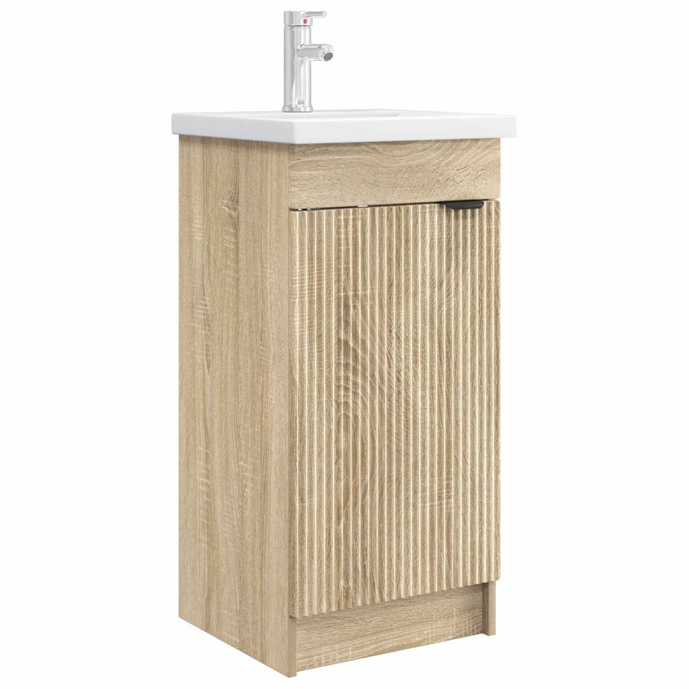 vidaXL Badrumsspegel med handfat Sonoma-ek 42 x 40 x 84,5 cm