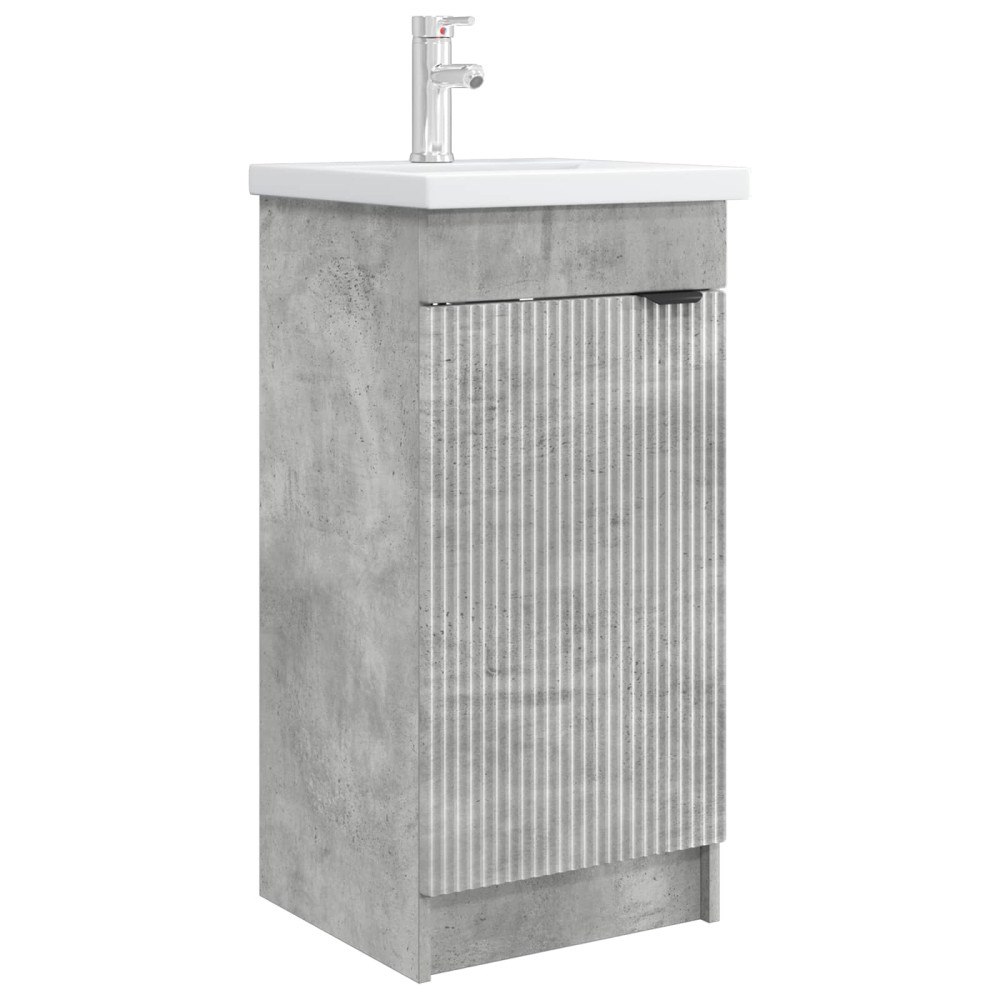 vidaXL Badrumsspegel med handfat Betonggrå 42 x 40 x 84,5 cm