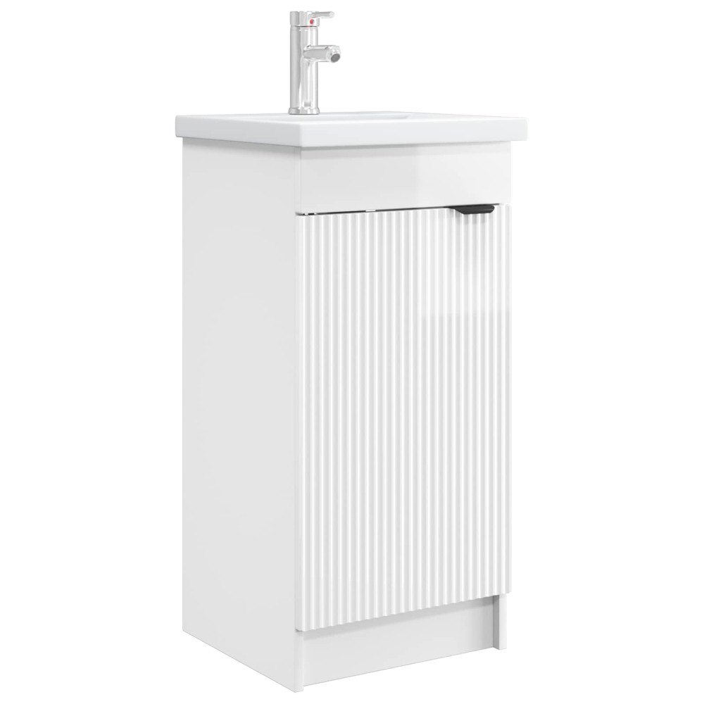 vidaXL Badrumsspegel med handfat Vit högglans 42 x 40 x 84,5 cm