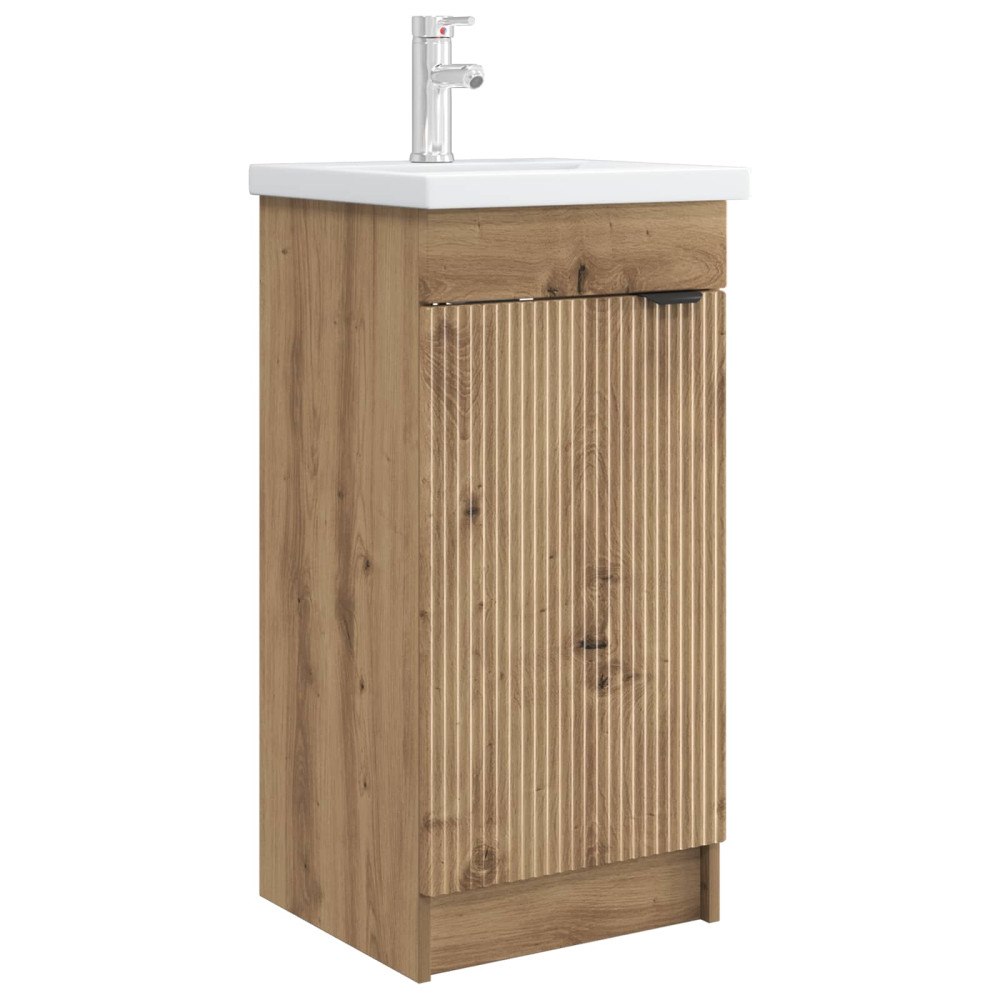 vidaXL Badrumsspegel med handfat Artisan-ek 42 x 40 x 84,5 cm