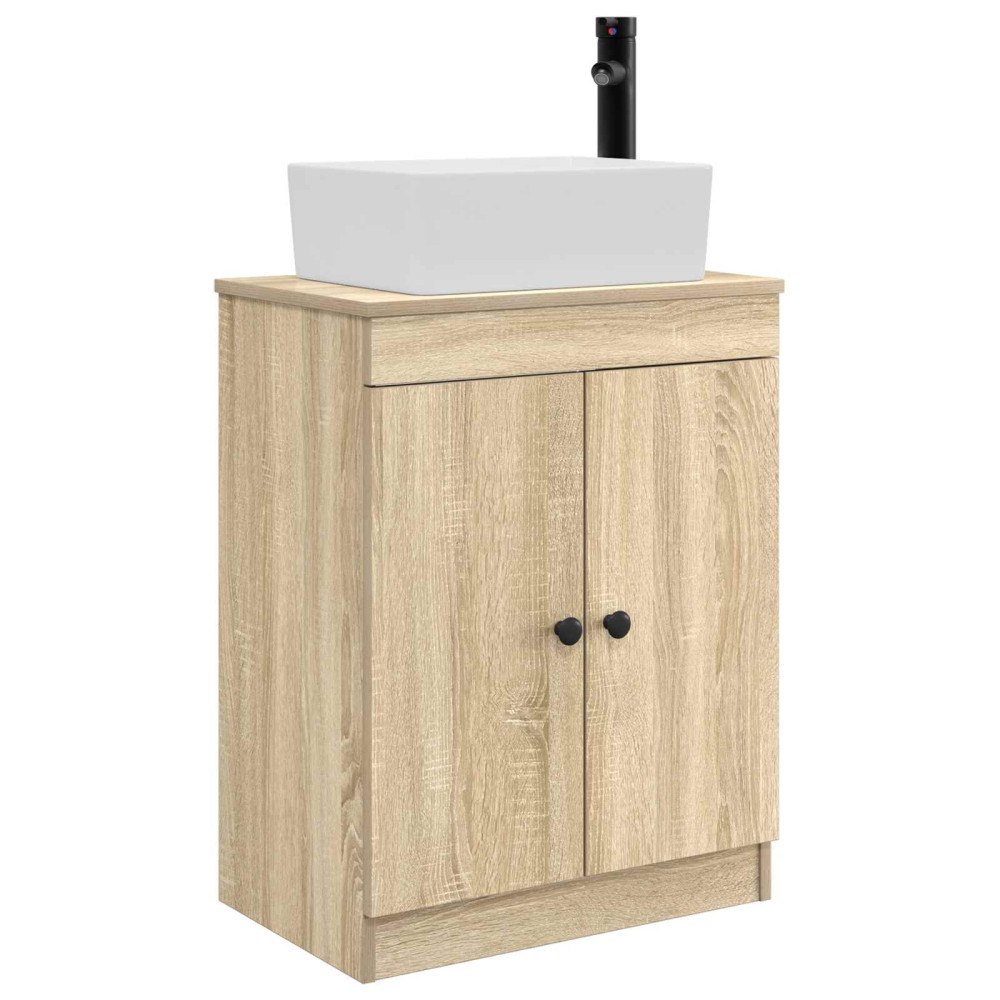 vidaXL Badrumsspegel med handfat Sonoma-ek 54 x 35 x 83 cm