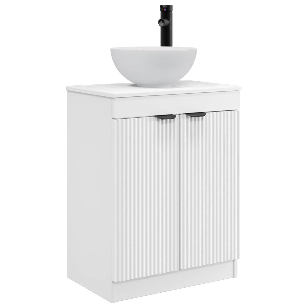 vidaXL Badrumsspegel med handfat Vit 54 x 35 x 83 cm Konstruerat trä
