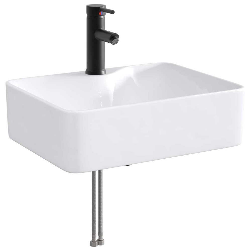 vidaXL Tvättställ för badrum Matte Svart 48,5 x 37,5 x 13 cm Metall
