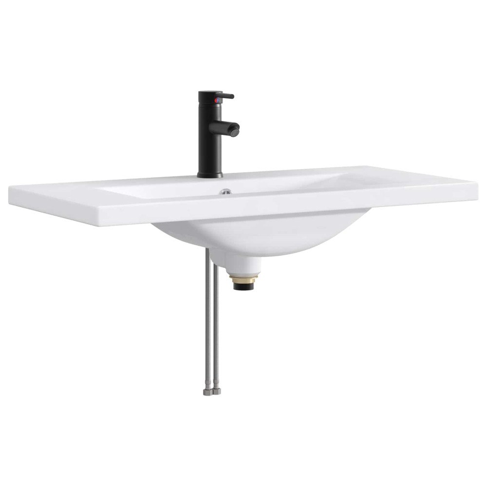 vidaXL Tvättställ för badrum Matte Svart 81 x 40 x 17,5 cm Metall