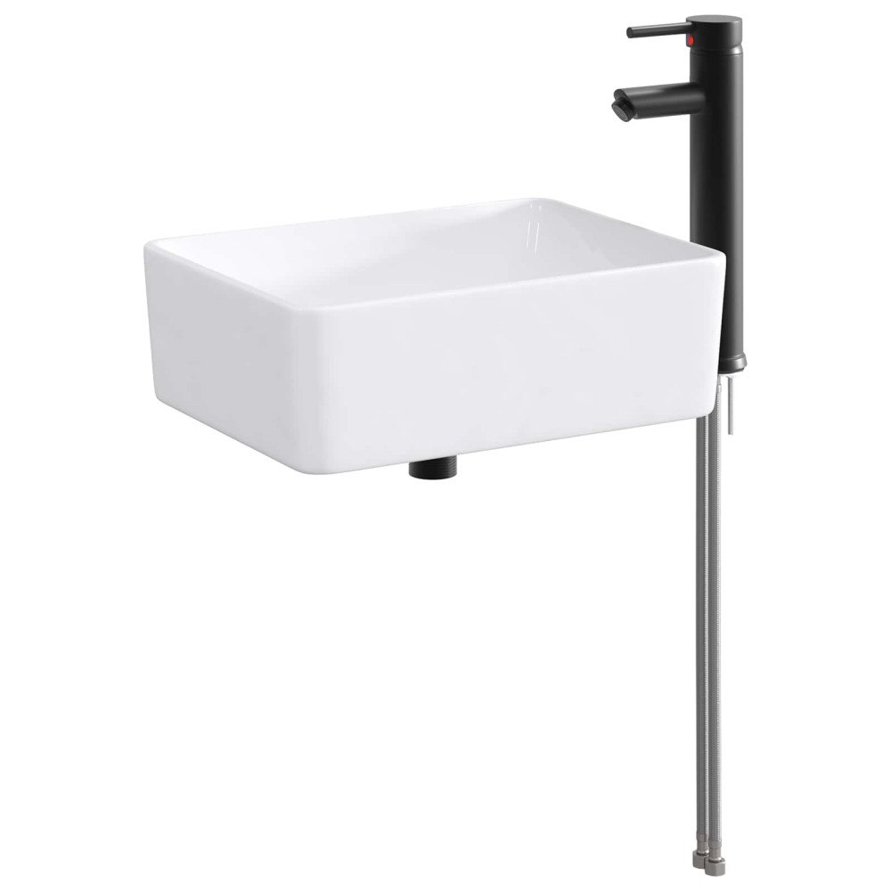 vidaXL Tvättställ för badrum Matte Svart 40,5 x 30,5 x 13 cm Metall