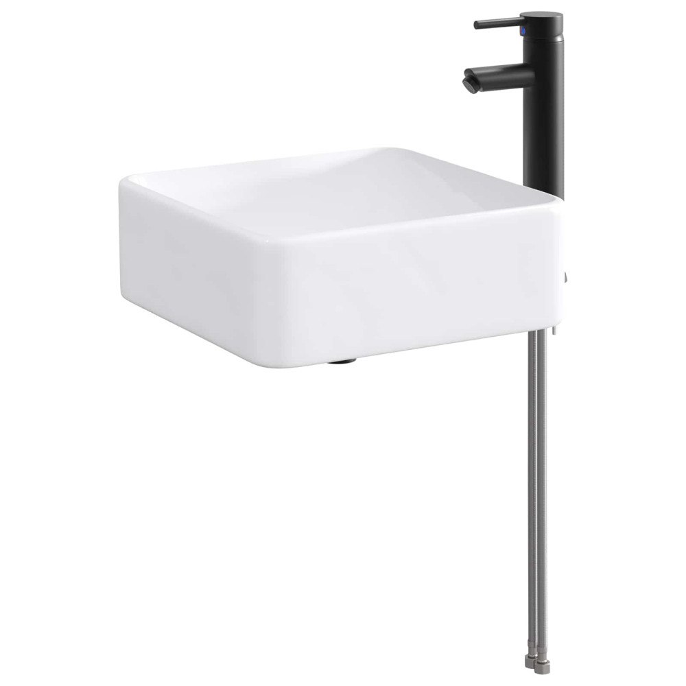 vidaXL Tvättställ för badrum Matte Svart 36,5 x 36,5 x 13 cm Metall
