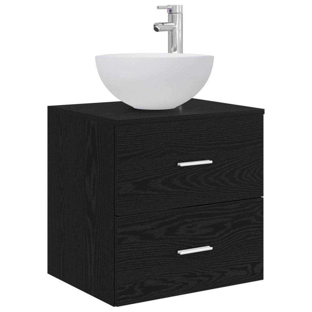 vidaXL Väggmonterad handfatsspegel Svart ek 49,5 x 41 x 64,5 cm