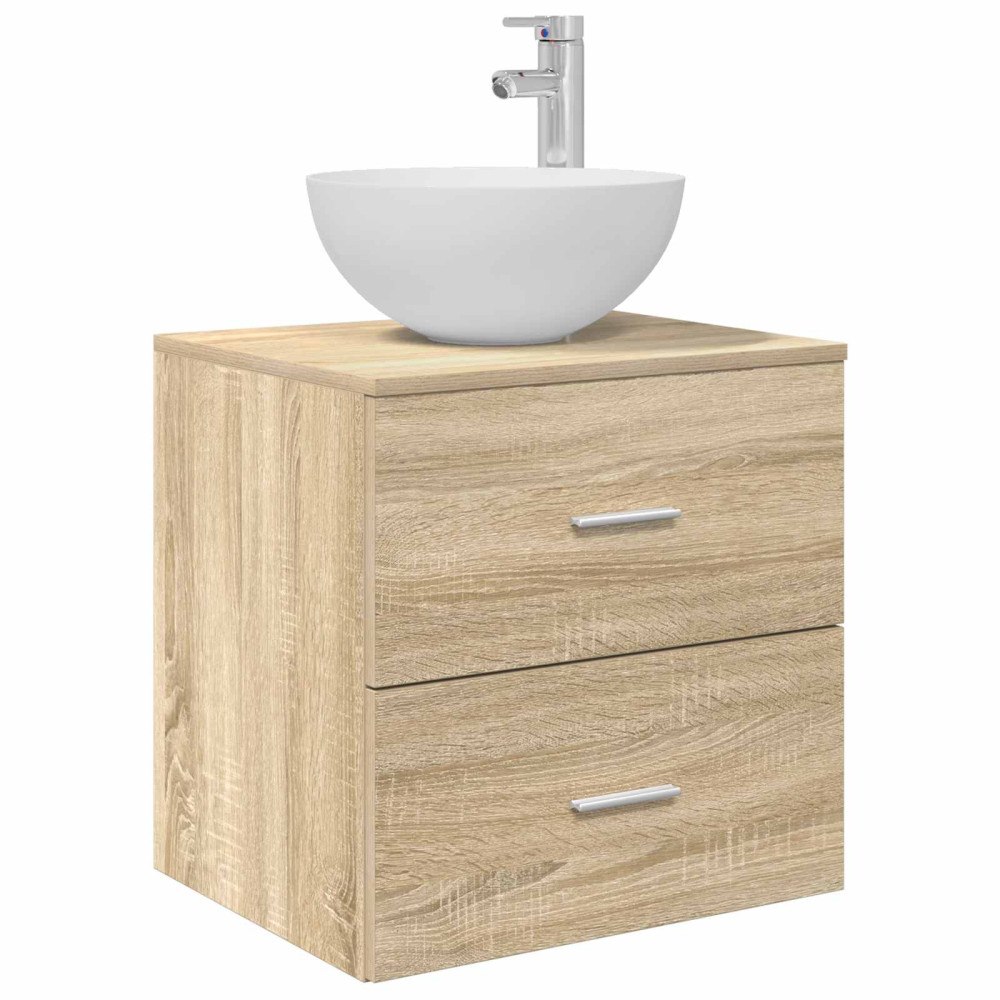 vidaXL Väggmonterad handfatsspegel Sonoma-ek 49,5 x 41 x 64,5 cm
