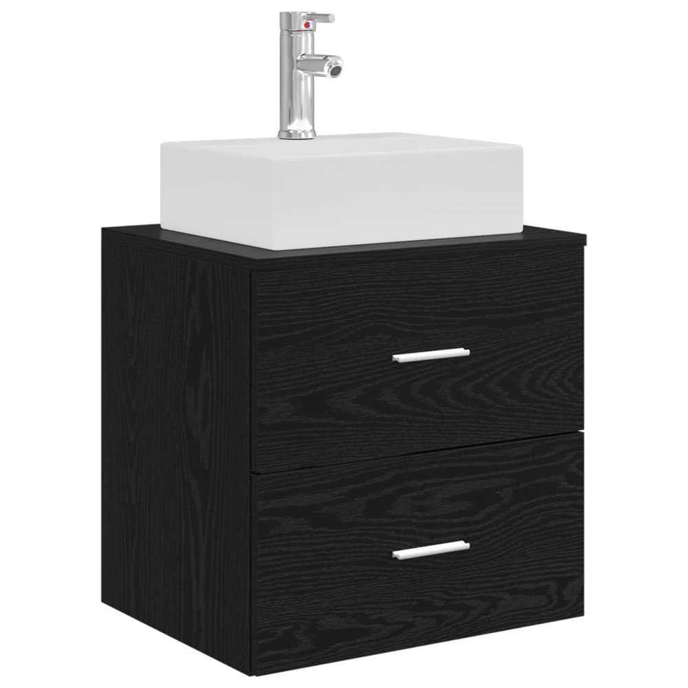 vidaXL Väggmonterad handfatsspegel Svart ek 49,5 x 41 x 62,5 cm