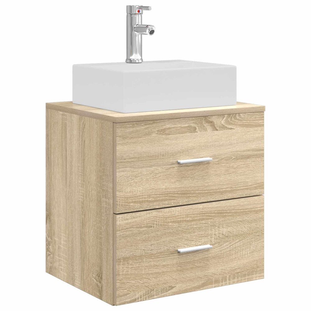 vidaXL Väggmonterad handfatsspegel Sonoma-ek 49,5 x 41 x 62,5 cm