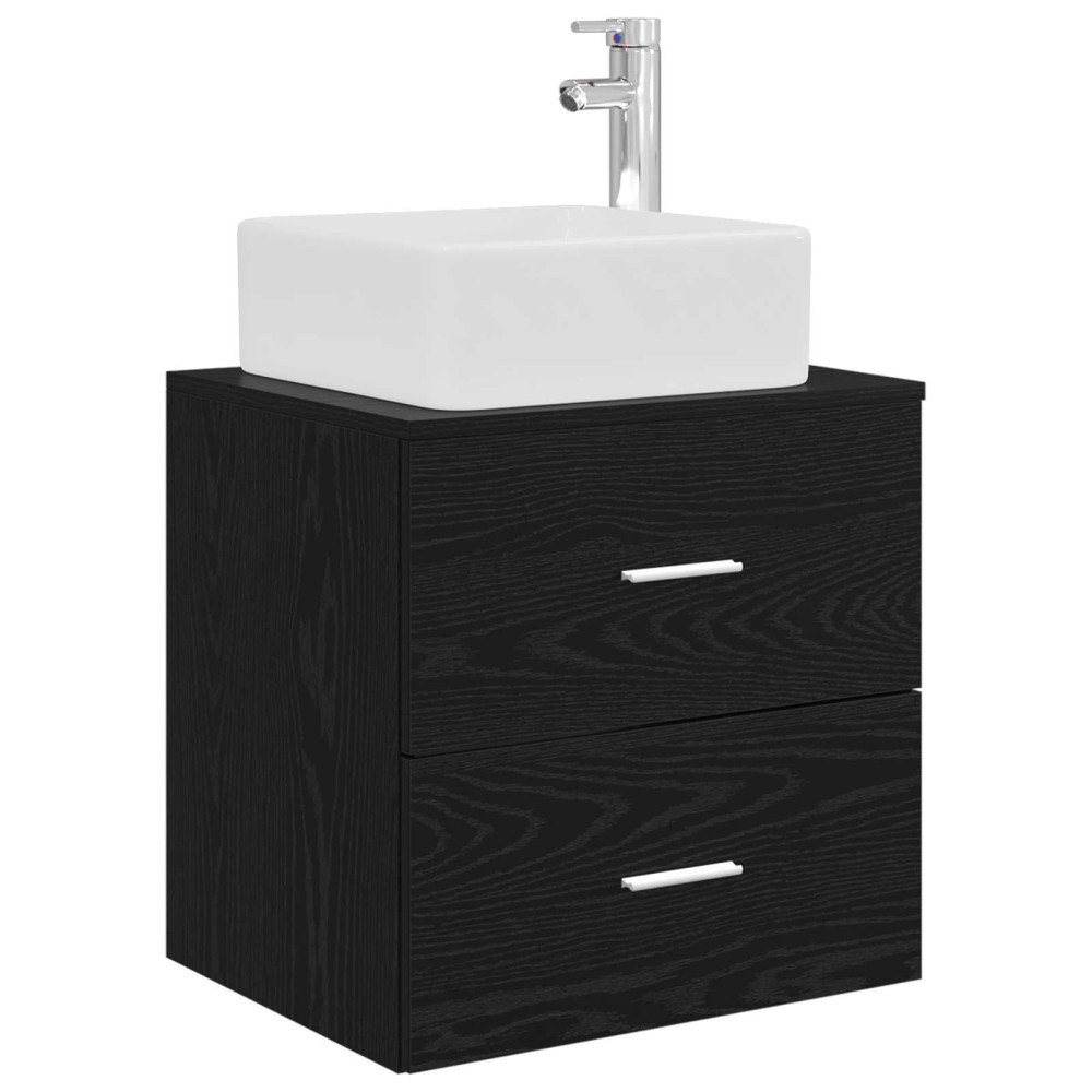 vidaXL Väggmonterad handfatsspegel Svart ek 53 x 34,5 x 63 cm