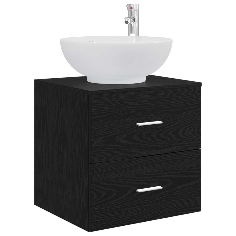 vidaXL Väggmonterad handfatsspegel Svart ek 49,5 x 44,5 x 66,5 cm