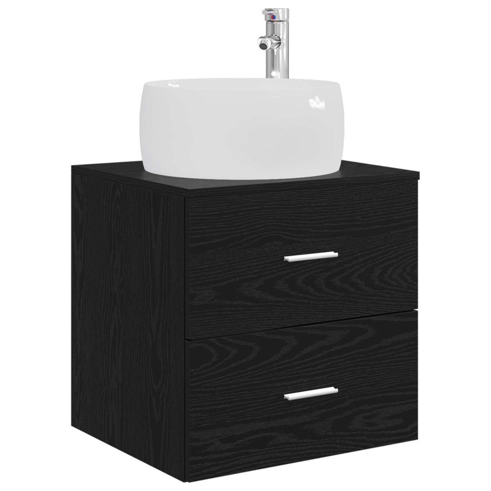 vidaXL Väggmonterad handfatsspegel Svart ek 49,5 x 44,5 x 66 cm
