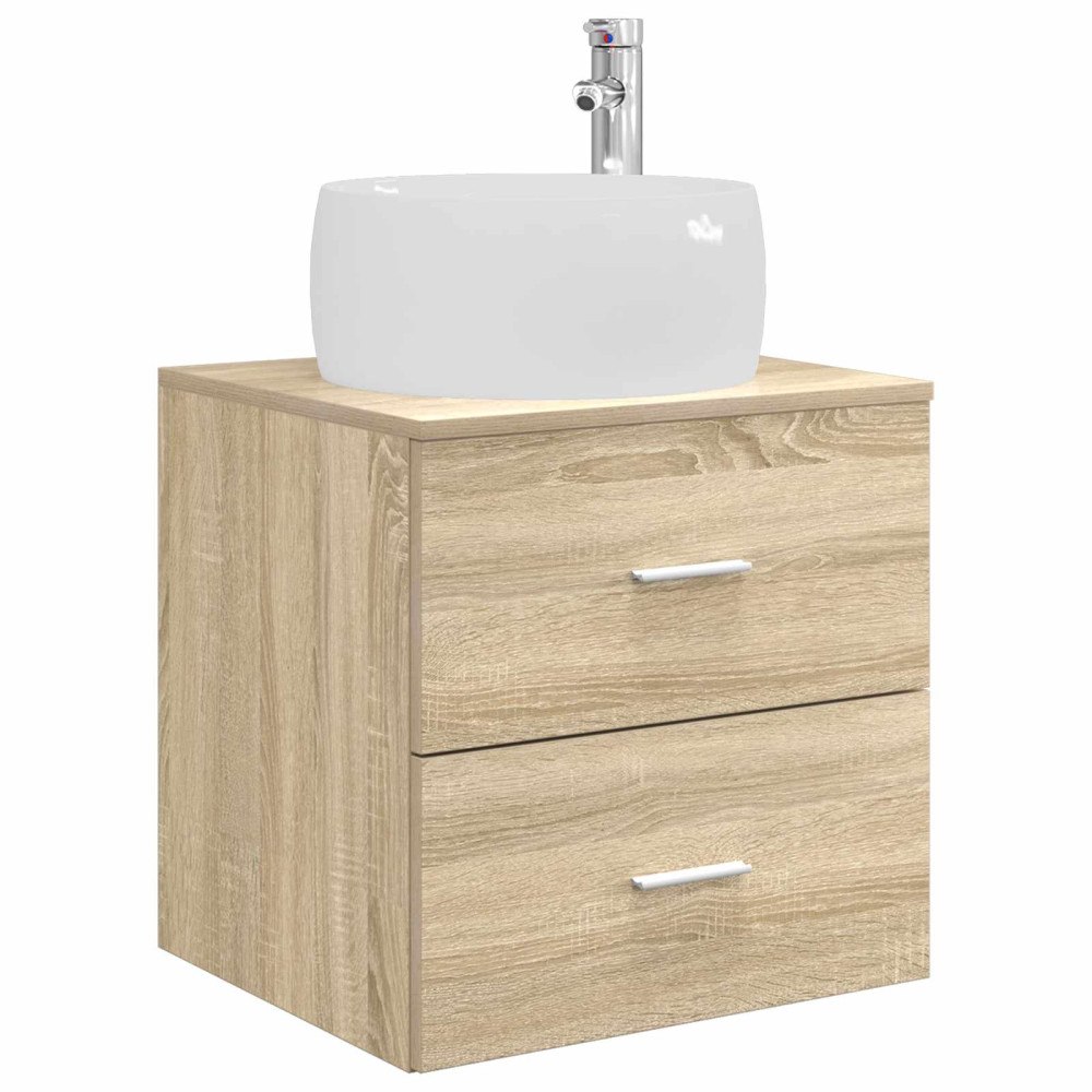 vidaXL Väggmonterad handfatsspegel Sonoma-ek 49,5 x 44,5 x 66 cm
